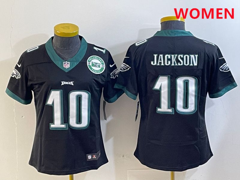 Women Philadelphia Eagles 10 Jackson Black Second generations 2025 Nike Vapor Limited NFL Jersey style 4